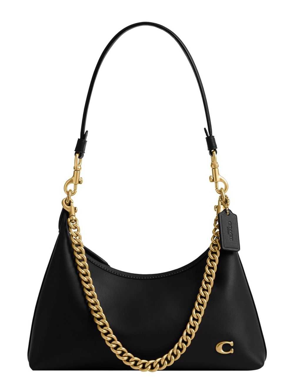 Coach Black Leather Juliet Shoulder Bag 25 with Gold Chain - New
